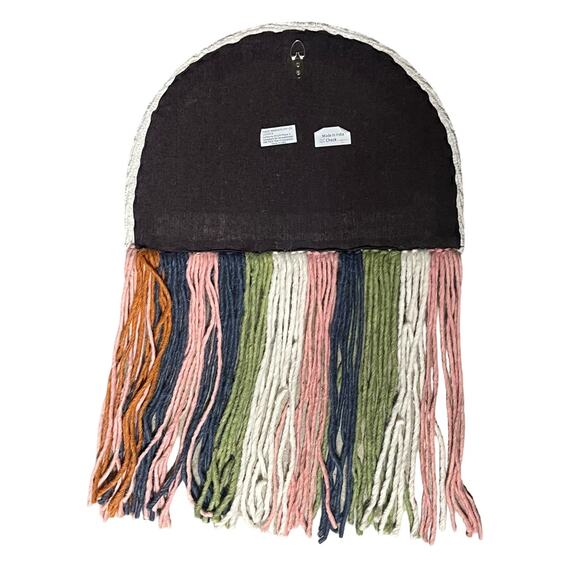 Hanging Boho Wall Art Yarn Woven Peacock Fringe Multi Colored Fabric Wal… - Picture 3 of 9